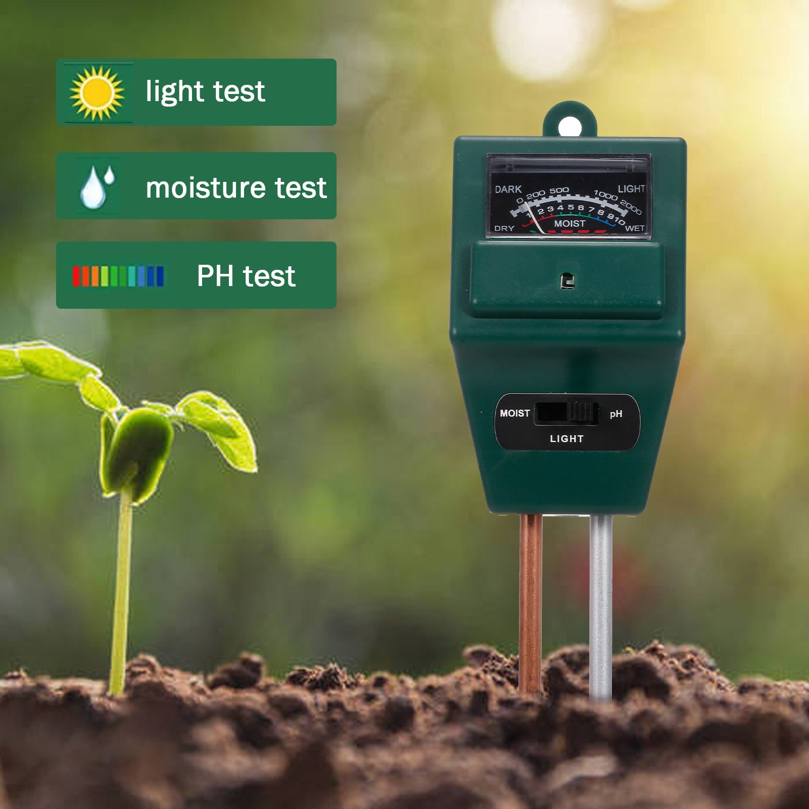 Bodem Ph Meter Bodemvochtmeter 3-In-1 Bodem Tester Voor Vocht Licht Ph Gazons Farm Planten kruiden