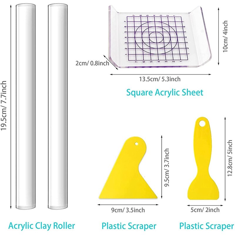 -61 Piece Polymer Clay Tools Set Modelling Tool Set, Polymer Clay Cutter Acrylic Clay Roller Set For DIY Clay Crafts