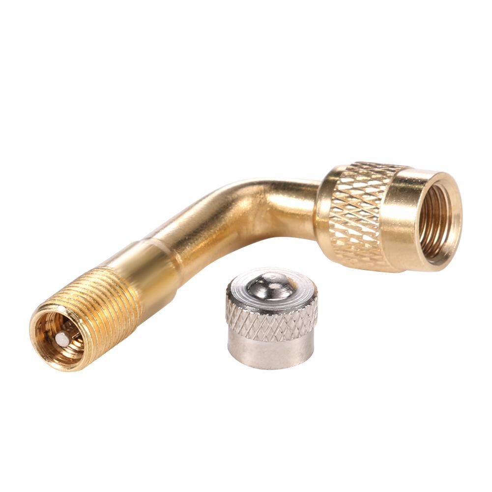 90 Graden Messing Air Ventiel Schrader Stuurpen Uitbreiding Adapter (Gold)