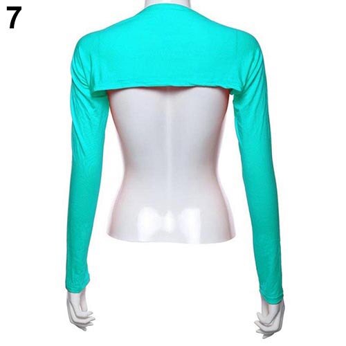 Vrouwen Solid Katoen Stretch Een Stuk Schouder Mouw Zon Arm Cover: Cornflower blue