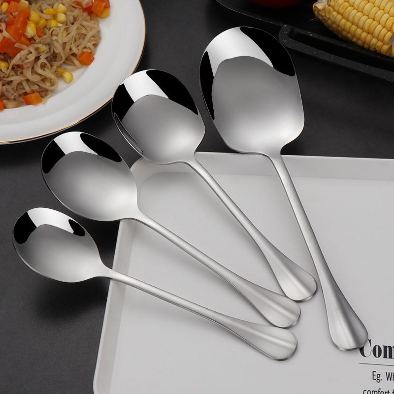 Stainless Steel Large Public Spoon Buffet Service Spoons Long Handle Soup Rice Tablespoon Restaurant Dinnerware Kitchen Utensils