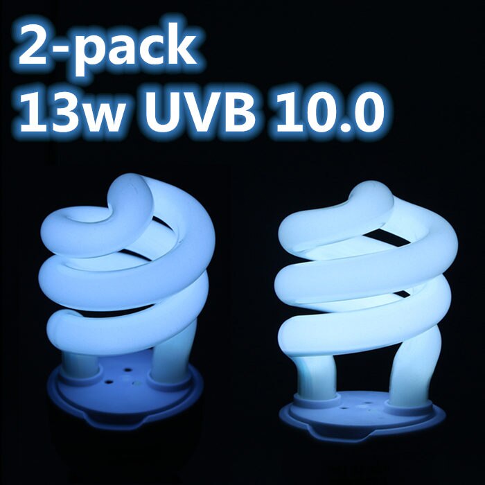 2-Pack Reptile Compact Fluorescent Vivarium Lamp Light 10.0 UVB UV CFL 26W E27 Screw Light Full Spectrum Lamp for desert