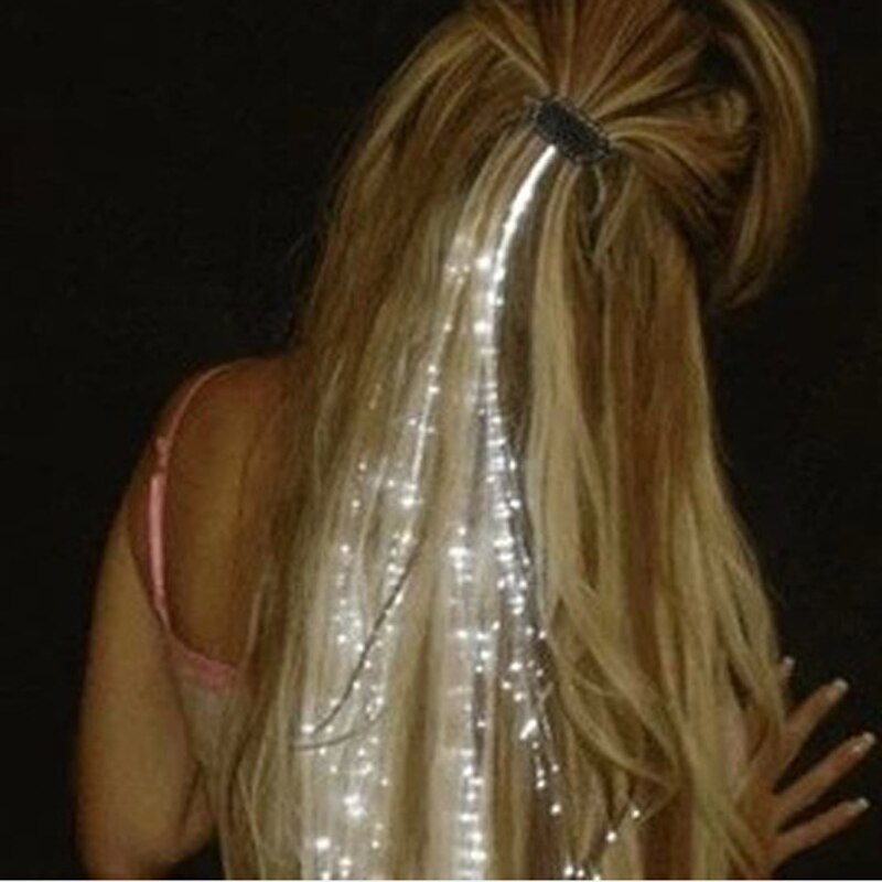 5Pcs Flash LED Hair Light Emitting Fiber Optic Braid Plait Luminous Hair Wig KTV Halloween Hair Accessories Party Prom Supplies