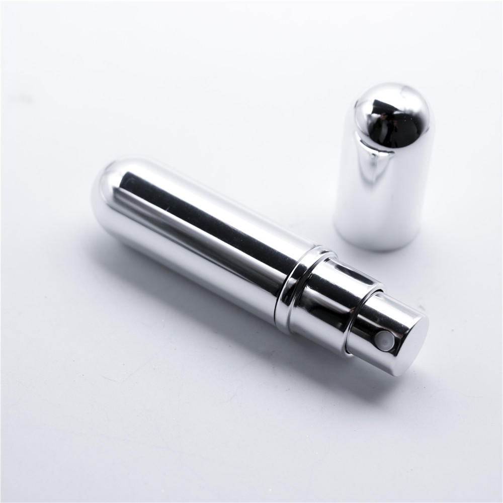 5ml Refillable Mini Perfume Spray Bottle Aluminum Spray Atomizer Portable Cosmetic Container Perfume Bottle Travel Accessories: Silver