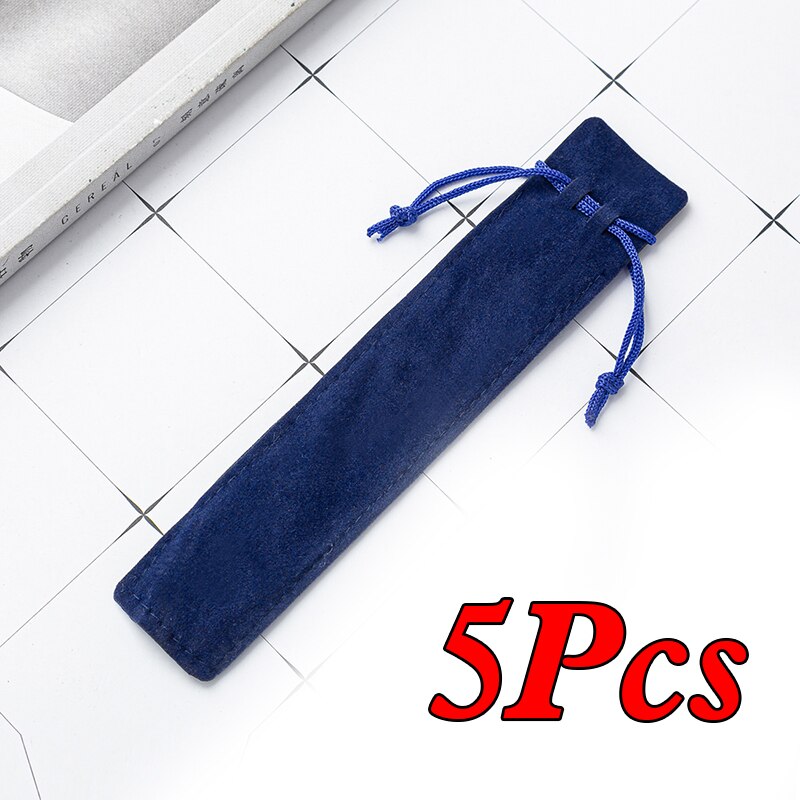 Pencil Case Multicolor Double-sided Thick Flannel Pencil Case Pen Packaging Bag: Blue 5pc