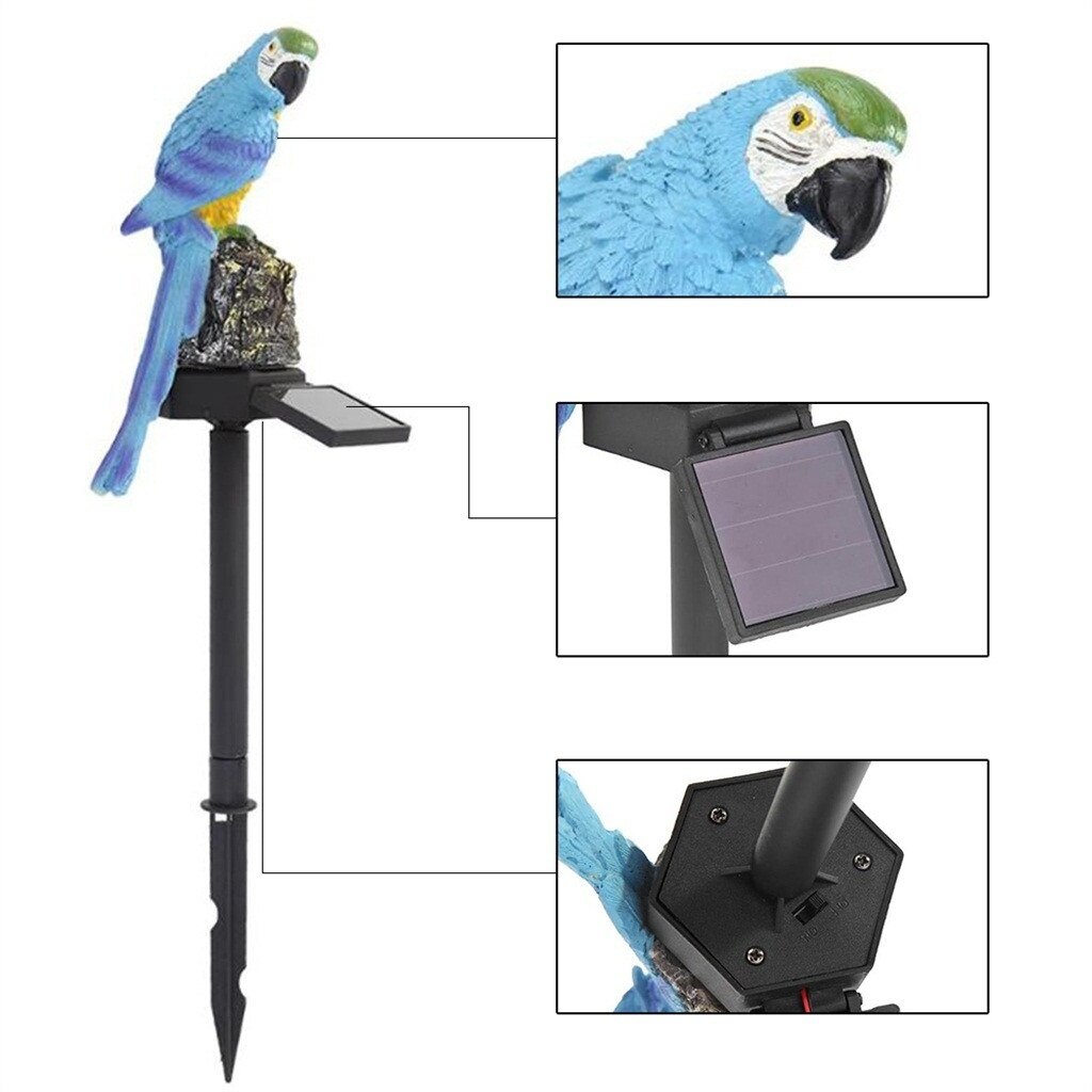 1Pc Waterdichte Solar Led Light Tuinpad Gazon Papegaai Dier Decoratie Licht Ontslag Vogel Sculptuur