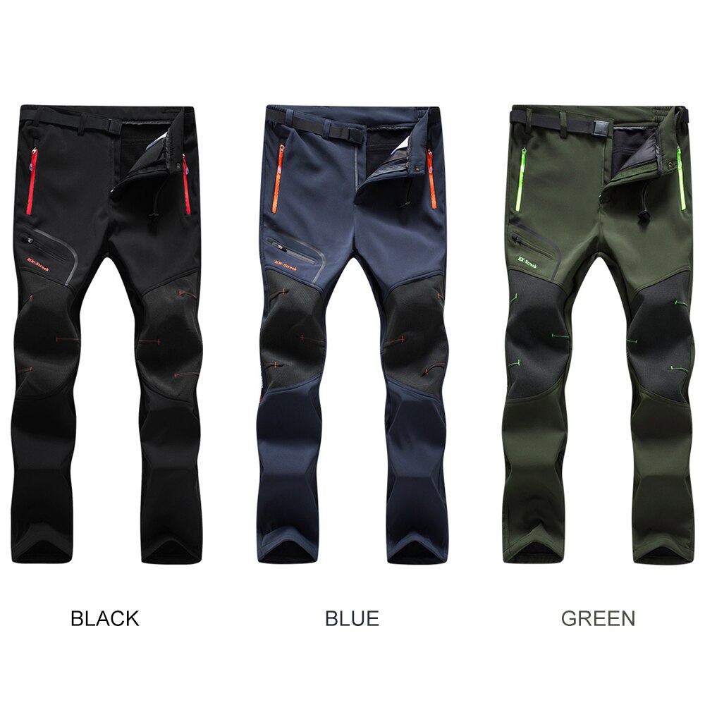 Men Hiking Pants Water Resistant Breathable Winter Pants with Pockets Fleece Lined Pants with Belt Camping Skiing Outdoor Pant