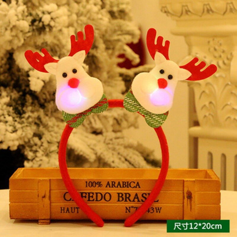 Christmas cartoon headband with lights party headband headband christmas hat christmas: Gold