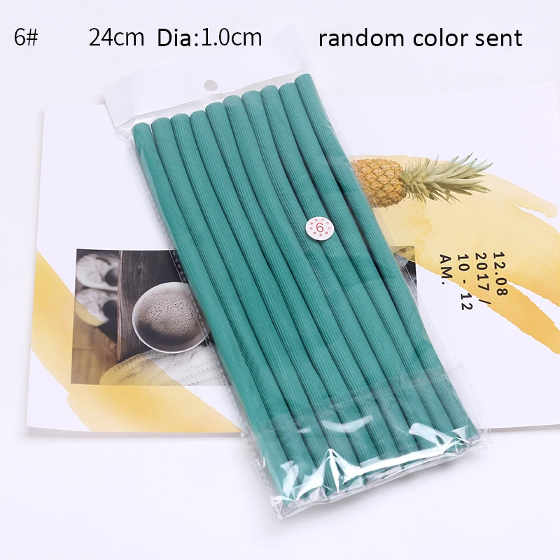 10 pçs flexível haste de ondulação do cabelo rolos de cabelo fabricantes espuma macia bendy torção cachos flexi rolos ferramentas estilo rolo de cabelo sem calor: YELLOW