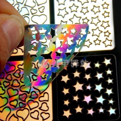 24 unids/lote NAIL ART Plantilla de vinilo guía pegatina Plantilla de manicura pegatinas clavo hueco arte mixto SESIGN