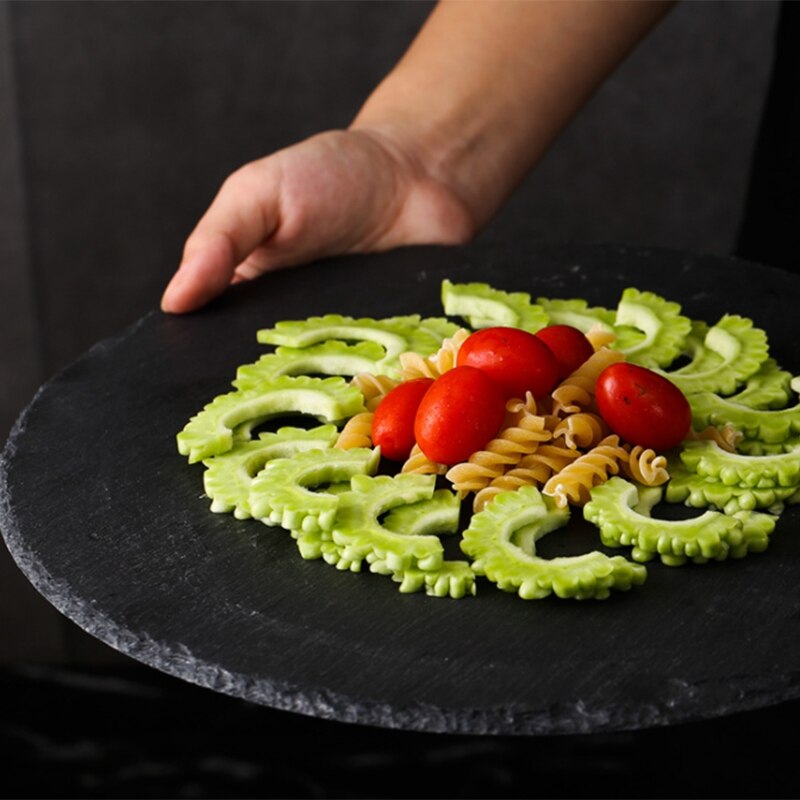 20cm vestlige runde naturlige bøfplader skifer aftensmad tallerken køkken fad plade bbq dessert kageretter pizza frugt bakke sten