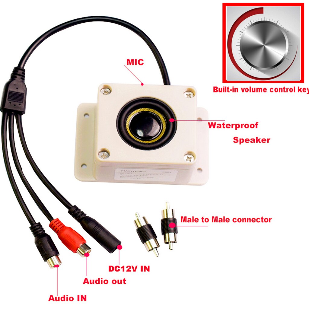 Microfone exterior impermeável do orador para a câmera de vigilância dc 12v 3w fácil instalação plug and play dc12v