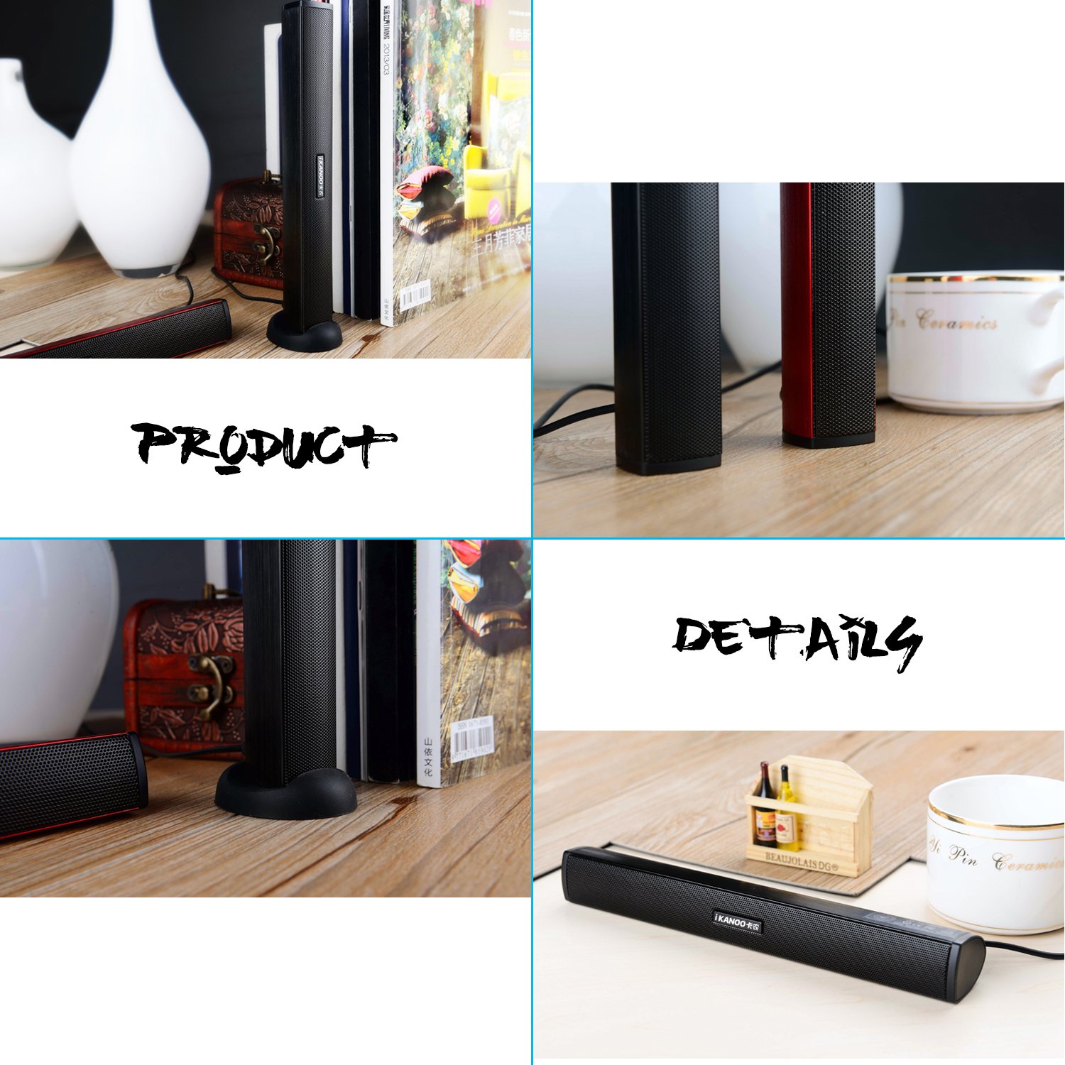 Portable Laptop Computer PC Speaker Subwoofer USB Soundbar Sound Bar Stick Music Player Speakers for Tablet Game Drive Speaker