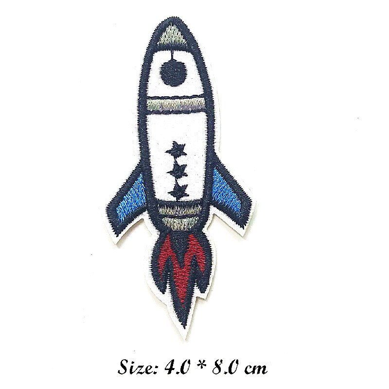 Rocket Flying saucer Space ship Patches Embroidered for Clothing DIY Stripes Applique Clothes Stickers Sewing Iron On Clothes: 5