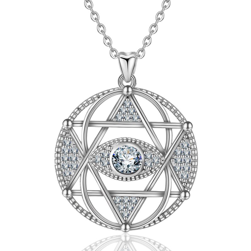 Eudora 925 Sterling Zilveren Ster Van David & Evil Eye Hanger Ketting Mode Hexagram Clear Cz Sieraden Voor Vrouwen CYD320: Zilver