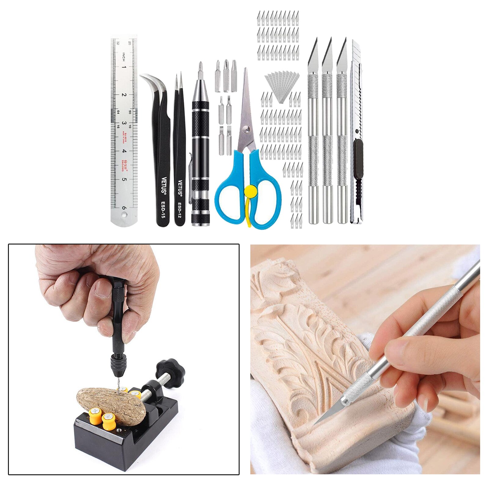 105pcs Precision Carving Craft Hobby 86pcs Blade for Arts, Scrap Booking, Stencil, Paper, Leather Crafts, Diy