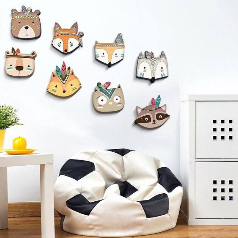 Natuurlijke Houten Cartoon Dieren Vos Kat Beer Speelgoed Kids Baby Houten Muur Speelgoed Kids Kleurrijke Blokken Voor Kinderen Thuis Kamer decoratie