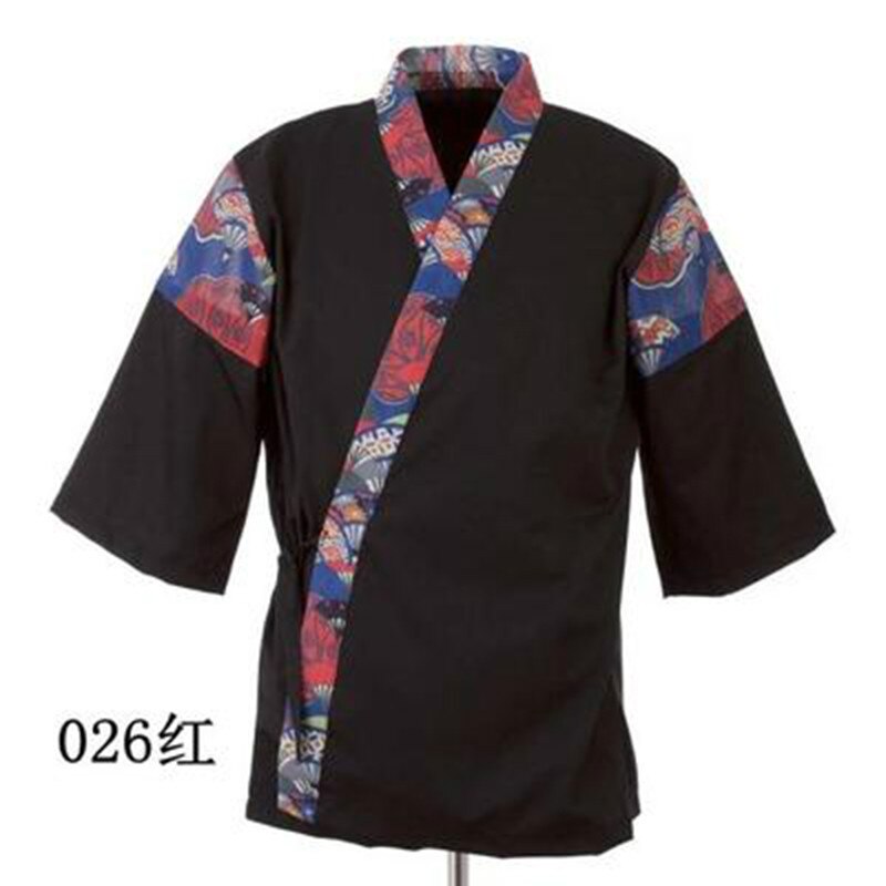 Cocina japonesa restaurante Sushi Chef uniformes manga corta Kimono ropa de trabajo servicio de comida cocina chaqueta monos Tops: 2 / XL