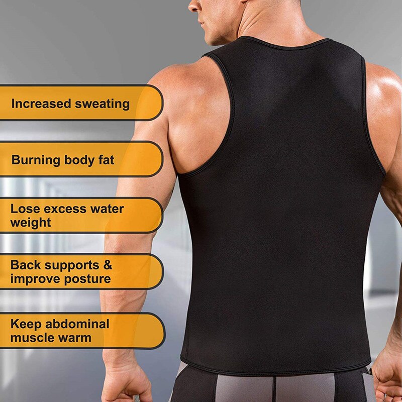 Brand Mens Undershirts Sleeveless Silver Coating Sweat tank top tees Shirt Body Shaper Zip Shirt Men Sauna Suit gym clothing