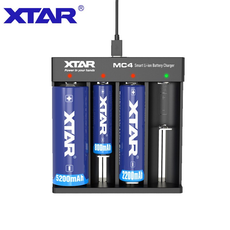 Xtar mc serie  mc1 mc2 mc2 plus  mc4 mc6 mc6ii oplader usb-kabel beskyttelig batterioplader til 10440 14500 18650 26650: Mc4