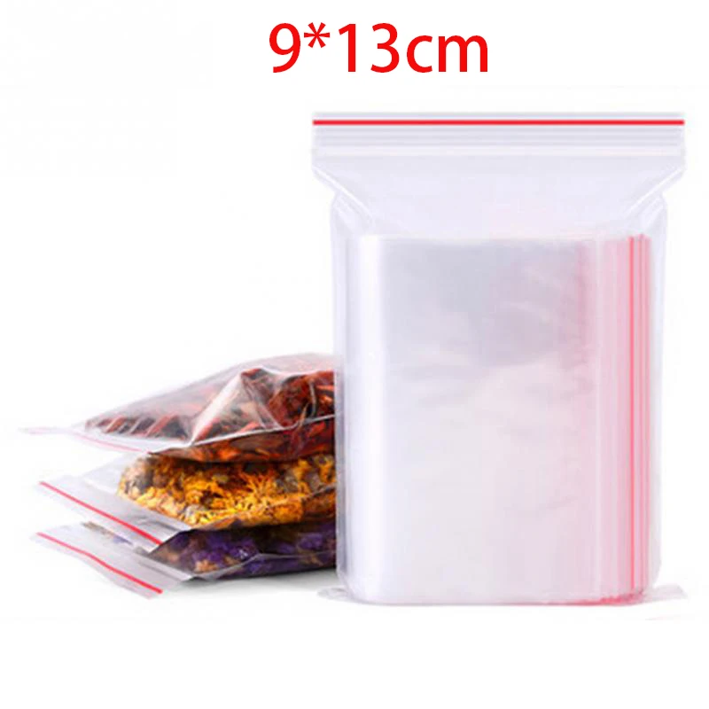 100 Stuks Zelfsluitende Zakken Hersluitbare Verpakking Zak Helder Verzegelde Plastic Voedsel Opslag Container Hersluitbare Vacuüm Verse Organizer Bag: Clear