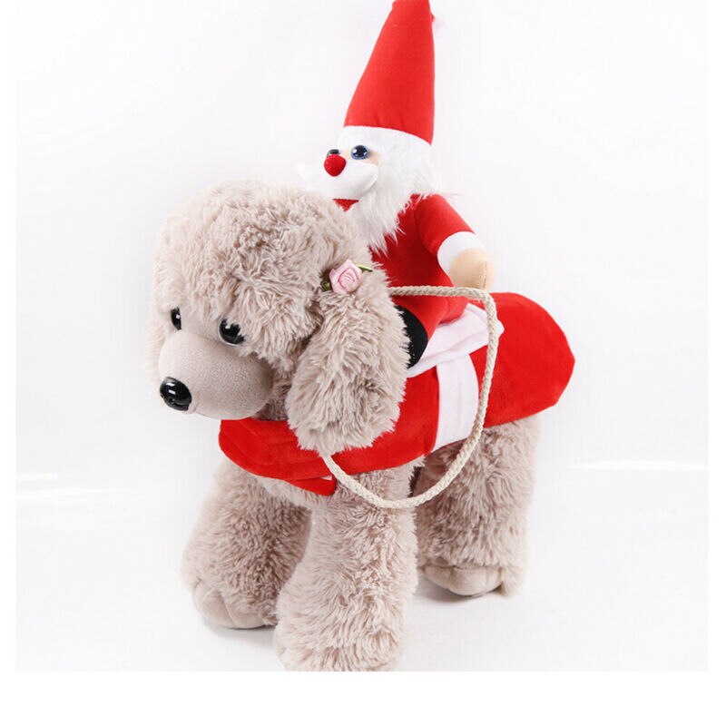 Kerst Kerstman Pet Dog Fancy Dress Jasje Kostuum Outfit Kleding Huisdier Rijden Set Apparel