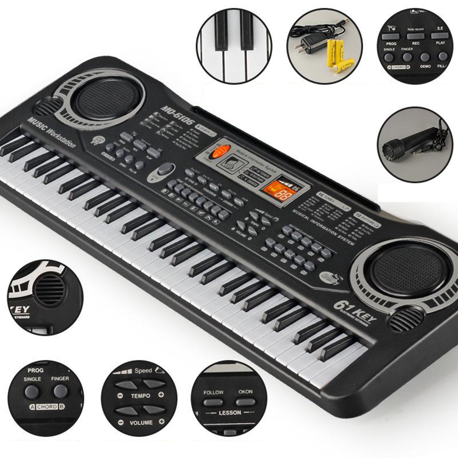 Piano Keyboard 61 Key Electronic Keyboard USB Powered for Beginner