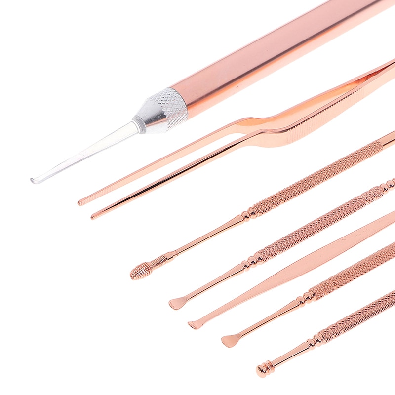 7 Stks/set Led Oor Wax Pickers Rvs Earpick Wax Remover Oor Pick Schoner Oor Schoner Lepel Zorg Oor Schoon tool