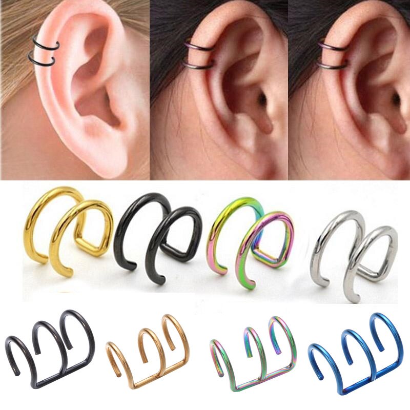 2 STUKS Faux Piercing Oor Clip Oorbel Non Piercing Kraakbeen Manchet Tragus Piercing Rvs Punk Mannen Vrouwen Lichaam Sieraden