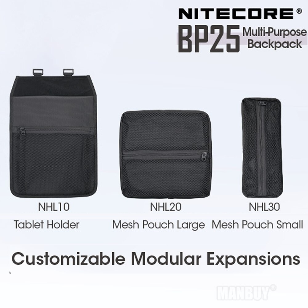 Mochila NITECORE 25L BP25 con expansiones multiusos a prueba de desgaste bolsa de herramientas de Nylon exquisitamente con comodidad ergonómica