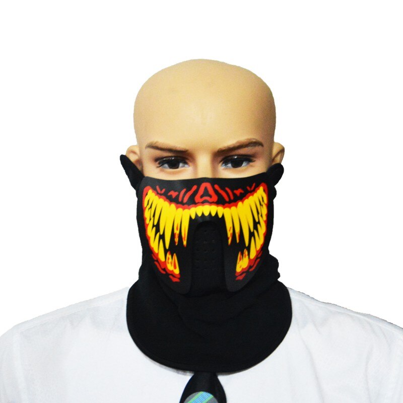LED Big Terror Masks Voice-activated Music Mask Clothing Cold Light Helmet Fire Festival Party Glowing Dance Steady: A3