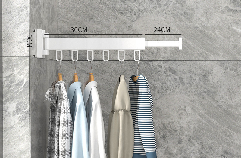 Intrekbare Doek Droogrek Opvouwbare Kleding Hanger Muur Mount Binnenversterker Buitenruimte Besparing Huis Waslijn: Licht Geel