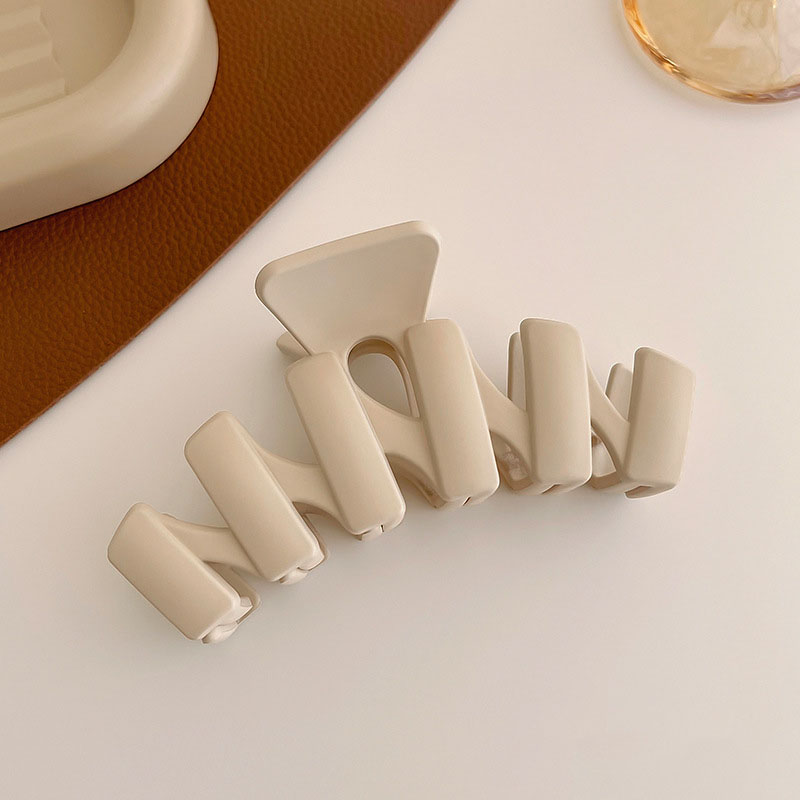 Pinza para el pelo geométrica con flor marrón y Beige para mujer, pinza para el pelo sólida con temperamento, horquilla dentada, accesorios para el cabello a la: Negro