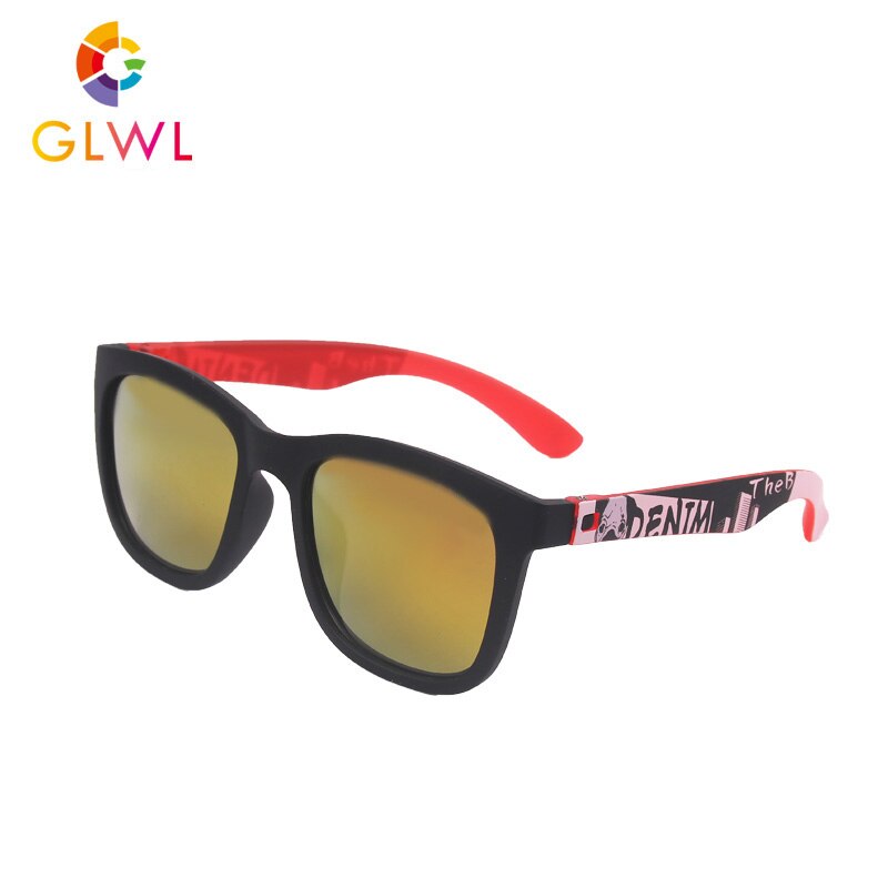 Kids Zonnebril Jongens Stijlvolle Coating Zonnebril Sport Kinderen Lenzenvloeistof Baby Retro Peuters Sunglass Big Schaduw Vierkante Lenzen: GLWL1909-14F