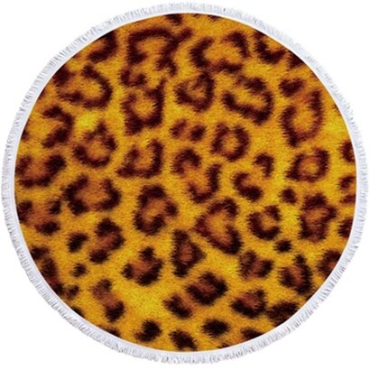 Luipaard Tijger Patroon Gedrukt Ronde Strandlaken Met Kwasten Microfiber 150Cm Zomer Zwemmen Picknick Mat Tapijt Reizen Deken: Beach towel11