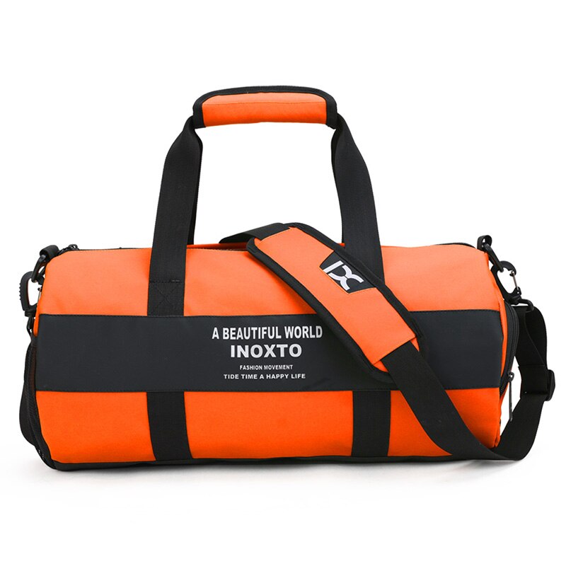 Gym tasker mænd sport fitness pakke skulder sport taske håndtasker mandlige rejsetasker polyester vandtæt håndtaske kvinde: Orange