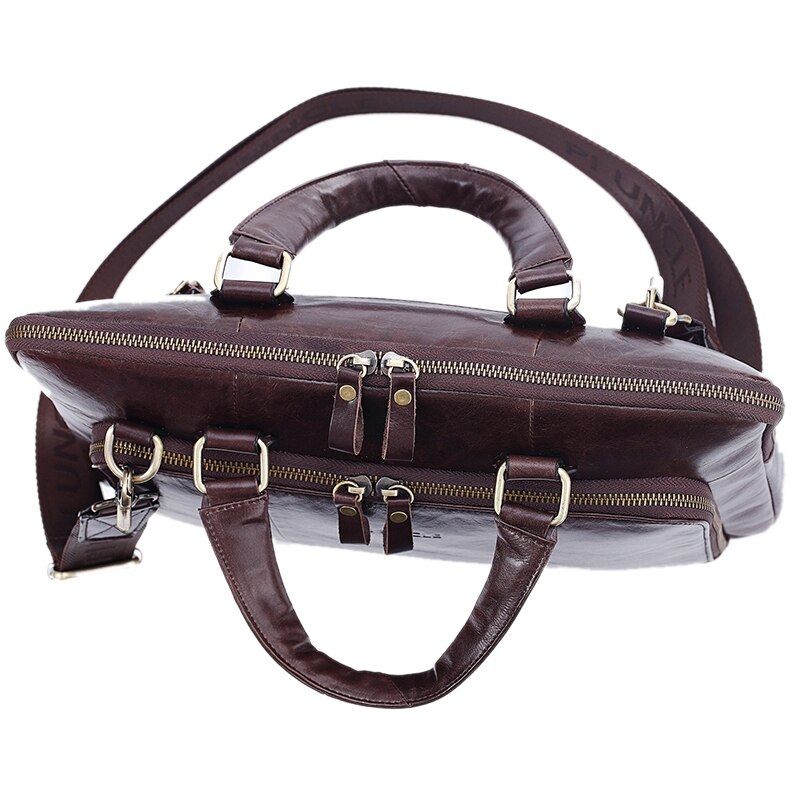 Pi uncle leren aktetas heren zakelijke schoudertas handtas casual dunne 14- inch computertas crossbody tas