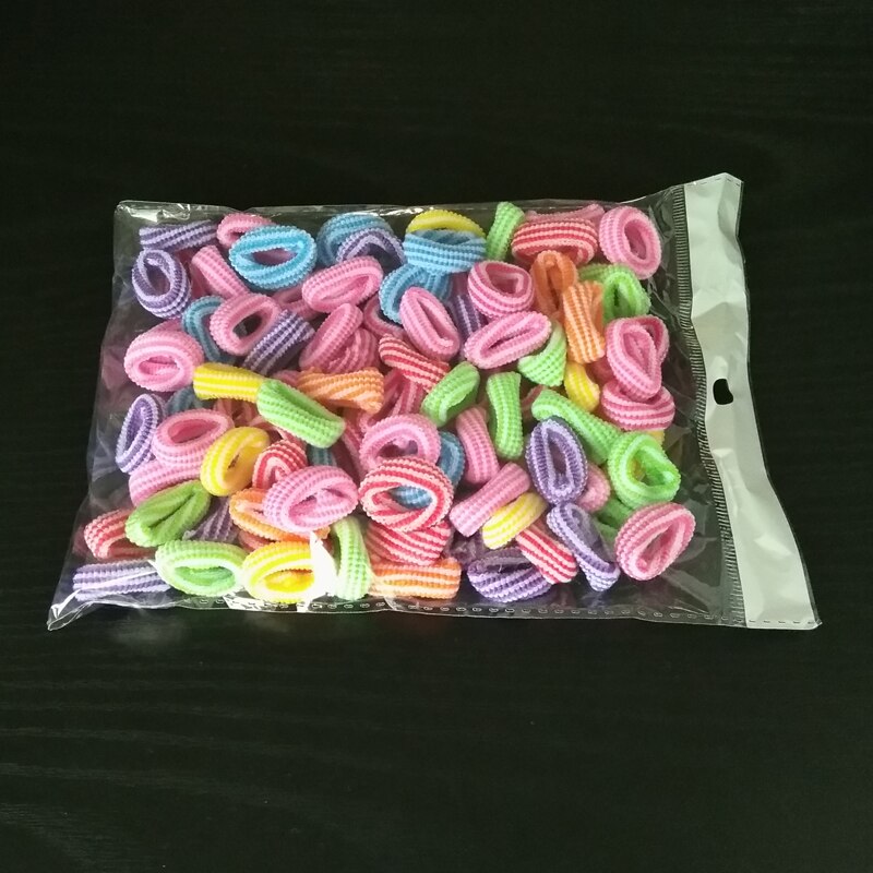 100 stks/pak, mix 10 kleur, 2 cm diameter Elastische kid haarband, haar rubber, hiar houder ties, Haar Accessoires