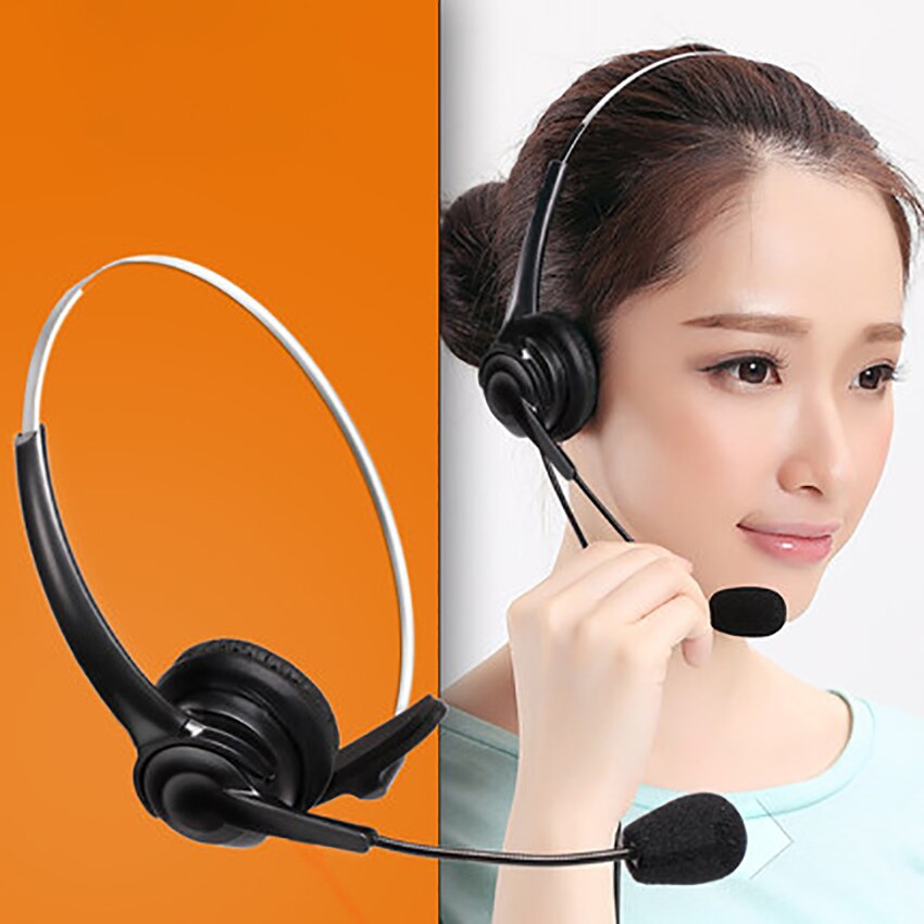 Corded Telephone Headset Comfortable Landline Headset with Holder, Flexible Noise-Cancelling Microphone and Volume Control, Mute