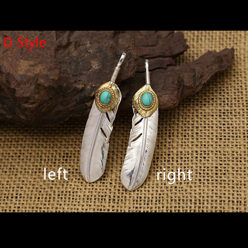 Goro‘s Takahashi 925 Sterling Silver Natural Stone Turquoise Feather Necklace Pendant for Men Women fine jewelry GP35