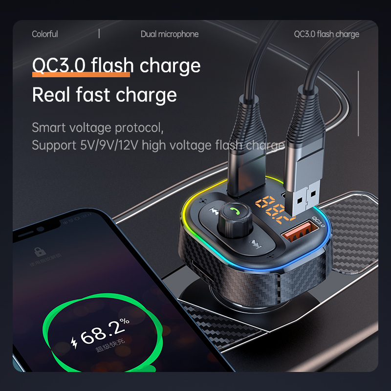 2022 Upgraded Bluetooth FM Transmitter for Car Adapter, Stronger Microphone &amp; EQ Sound Bluetooth Radio Transmitter Car Adapter