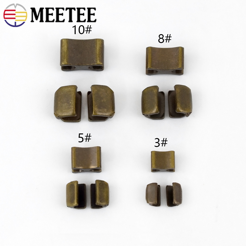 20/50/100Sets Meetee 3# 5# 8# 10# Metal Zipper Stopper U Code Non-slip Tail Stop Garment Zip Repair Kit DIY Sewing Accessories
