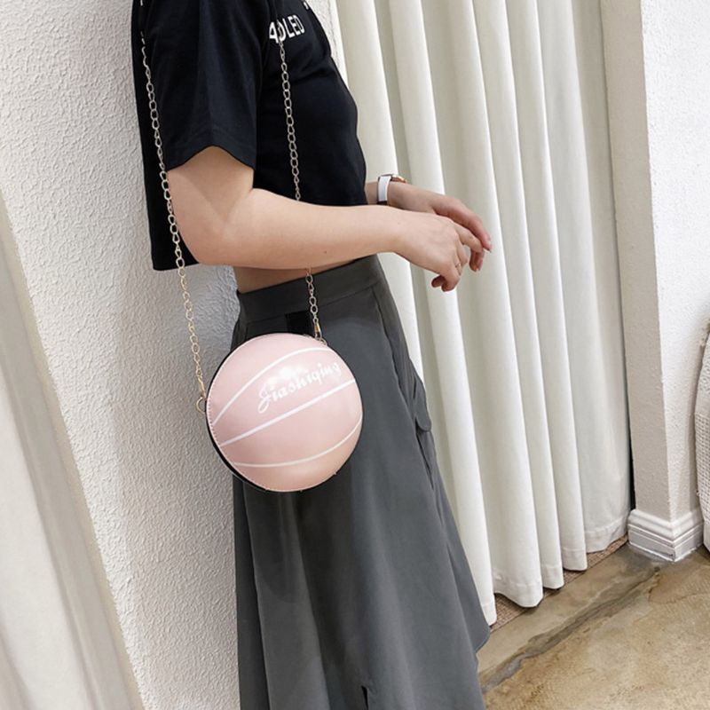 Bolso basquetbol de para mujer, bandolera con forma de bolso de hombro de cuero de PU, bolso de mano, bolso de mensajero