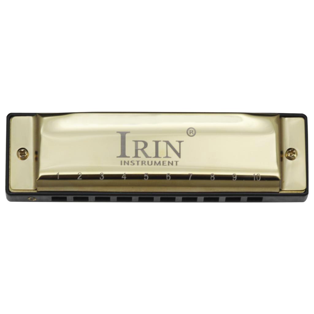 Copper 10 Hole Harmonica - G Key - Double Row - For Adults Beginners - Golden