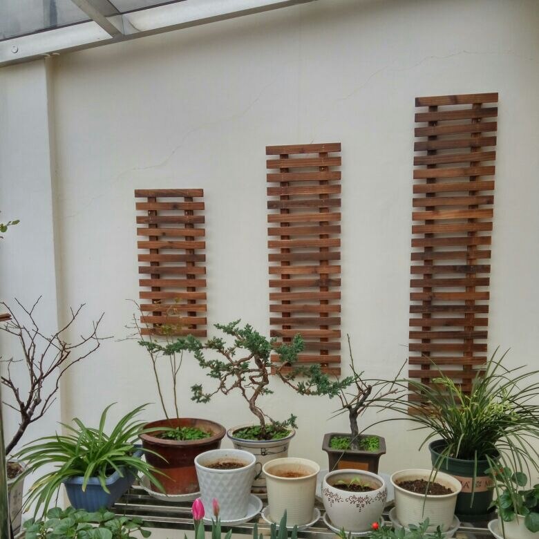 Massivt træ væg dekoration væg hængende blomster rack gårdhave væg hængende gitter klatring blomster rack udendørs forkullet antico