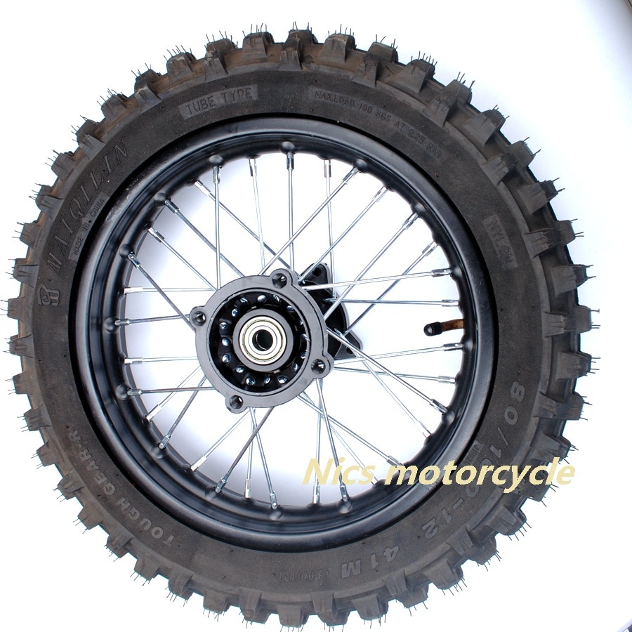 Däck+fälgar 15mm axlar 300-12 80/100- 12 "tums bakhjulsfälg knobbig däck pit pro smutscykel