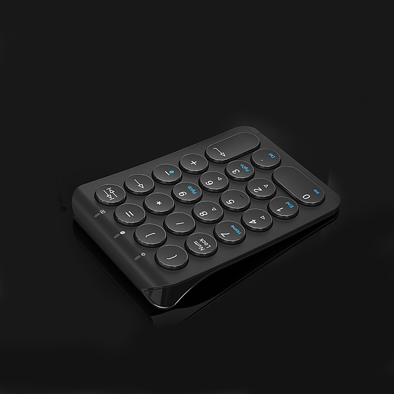 BOW 22 teclas teclado numérico inalámbrico teclado numérico Bluetooth recargable teclas redondas teclado numérico para ordenador portátil iPad: Negro