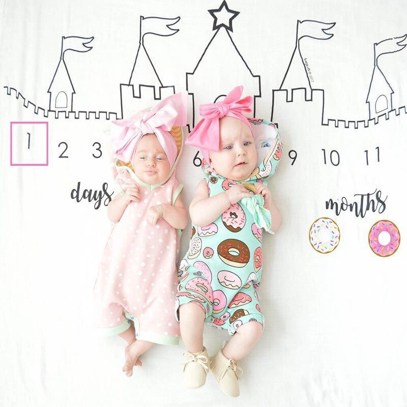 Baby baby milepæl teppe foto fotografering prop tepper bakgrunn klut kalender bebe gutt jente foto tilbehør 100 x 100cm: Ef -15
