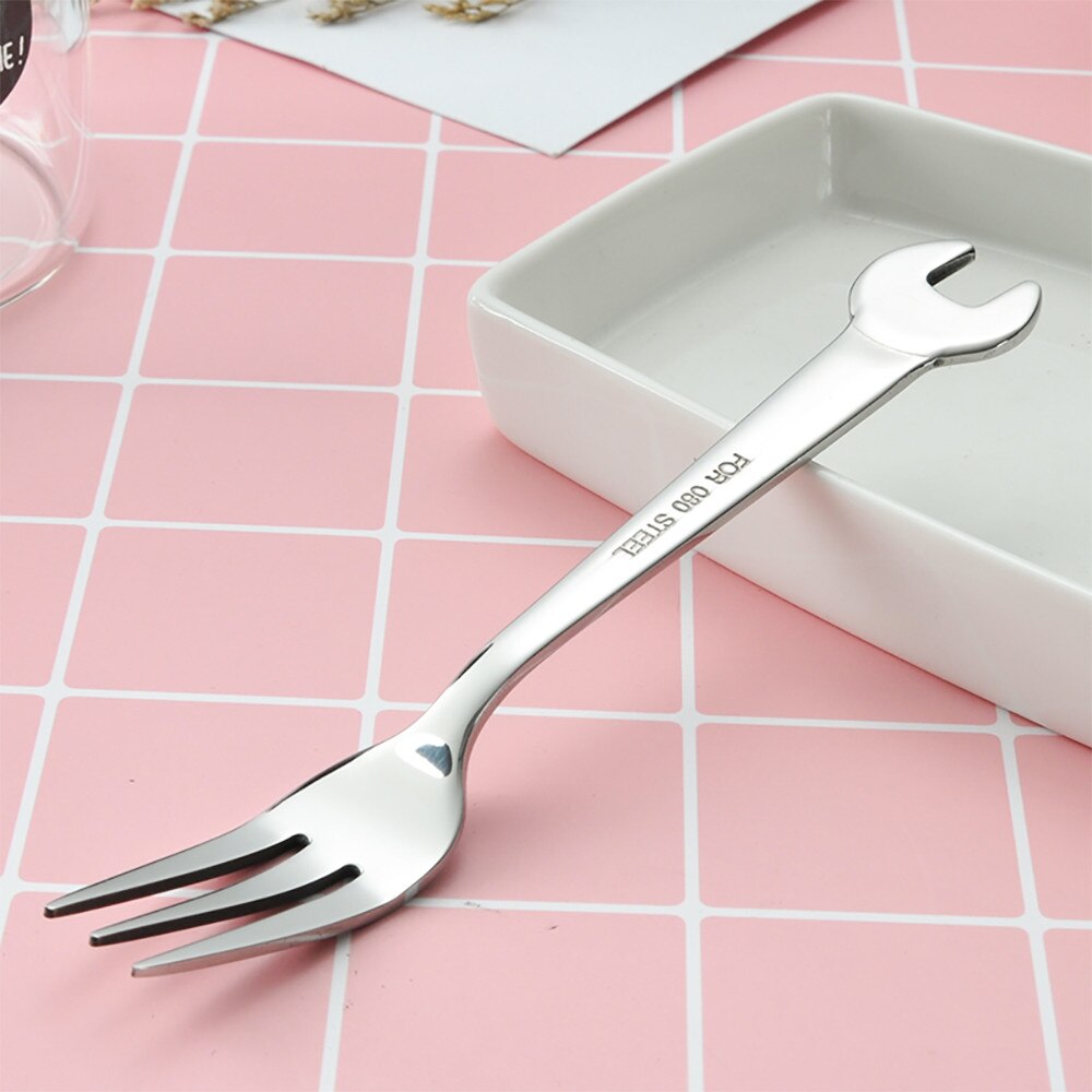 Creatieve Wrench Shape Thee Vork Roestvrij Staal Diner Lepel Koffie Bestek Set Servies Familie Camping Keuken Accessoires: B