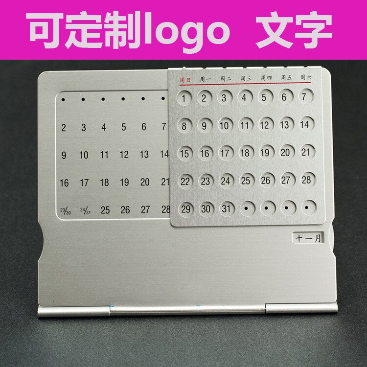 Ultra-tynd kontor desktop cool skrivebord kalender kalender kalender metal i engelsk million kalender reklame